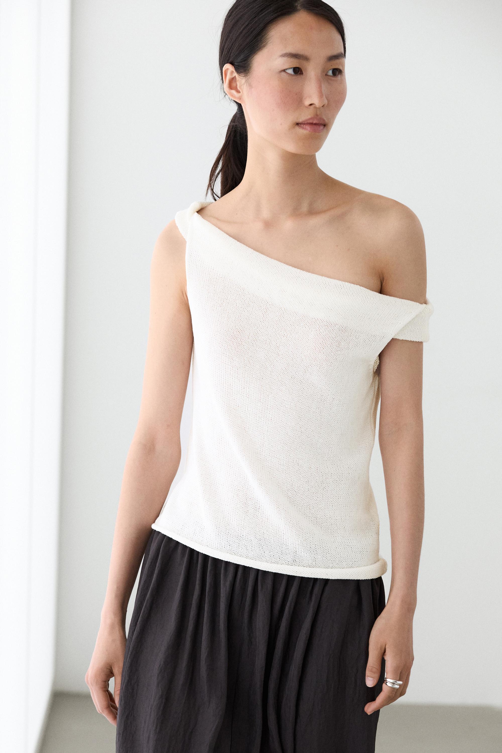 Top bustier en maille côtelée